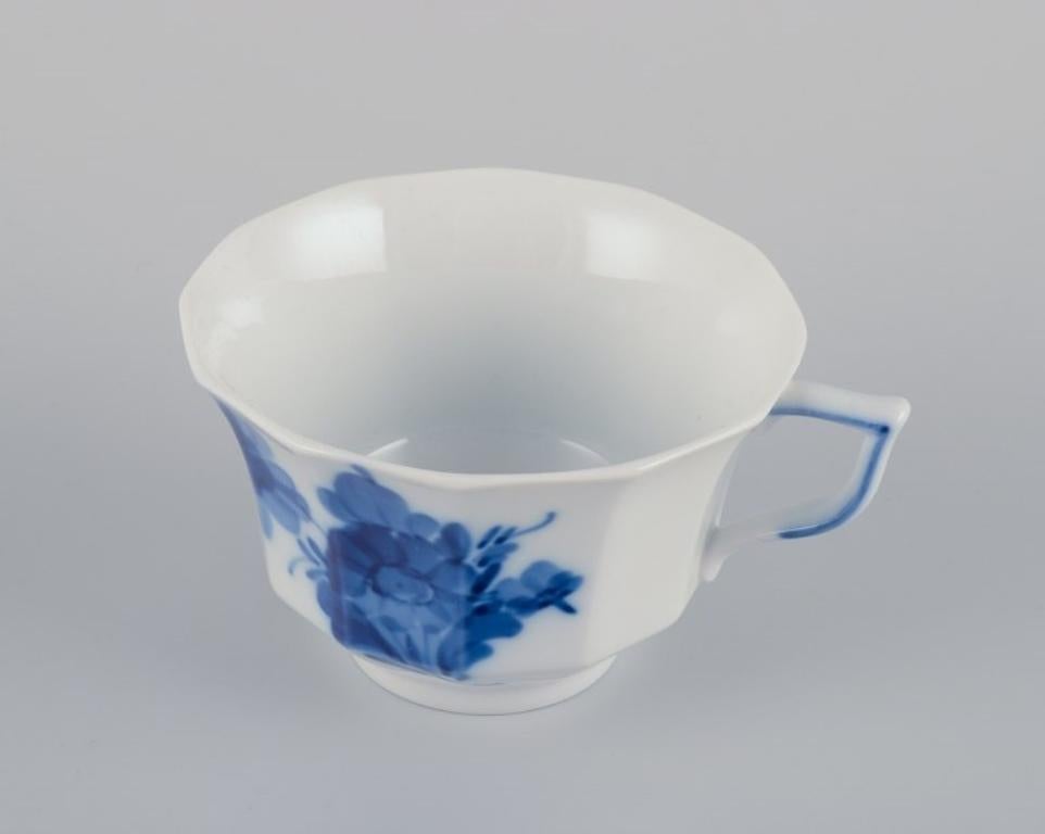 Late 20th Century Royal Copenhagen Blue Flower Angular. Set of six coffee cups with saucers. For Sale