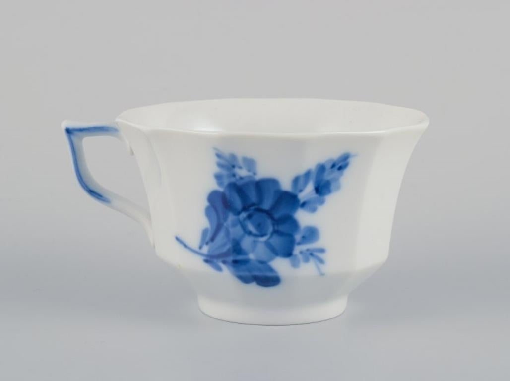 Porcelain Royal Copenhagen Blue Flower Angular. Set of six coffee cups with saucers.  For Sale