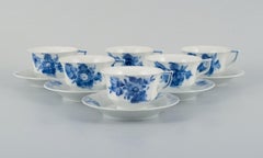 Royal Copenhagen, Blue Flower Angular, Six Coffee Cups with Six Saucers