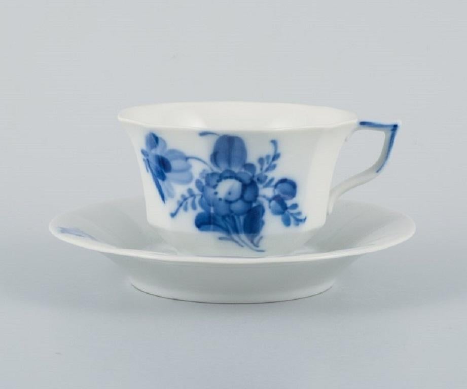 Danish Royal Copenhagen, Blue Flower Angular, Six Coffee Cups with Six Saucers For Sale