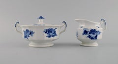 Royal Copenhagen Blue Flower Angular Sugar Bowl and Cream Jug, 1950s