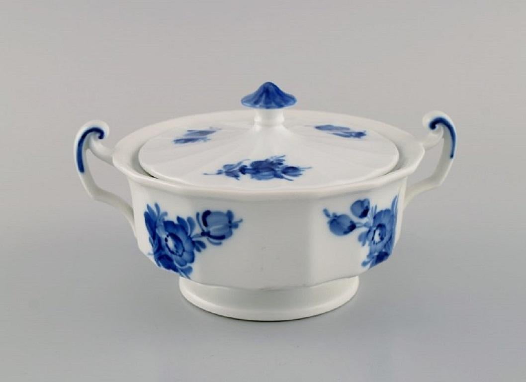 Danish Royal Copenhagen Blue Flower Angular Sugar Bowl and Creamer For Sale