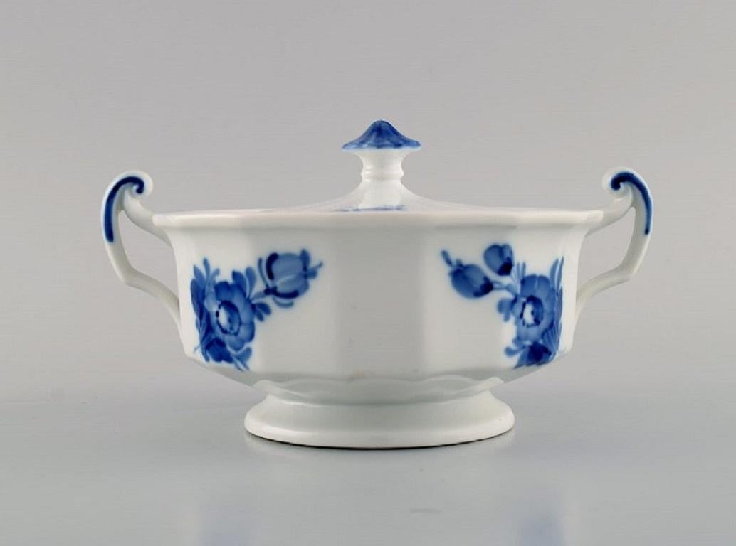 20th Century Royal Copenhagen Blue Flower Angular Sugar Bowl and Creamer For Sale