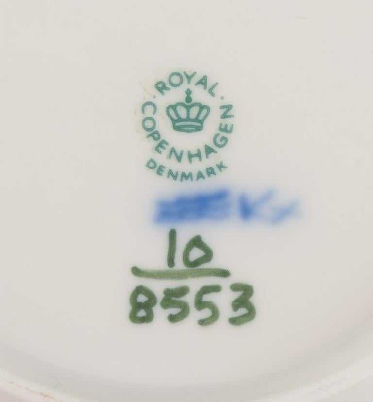 Porcelain Royal Copenhagen Blue Flower Angular. Three plates and one bowl in porcelain. For Sale