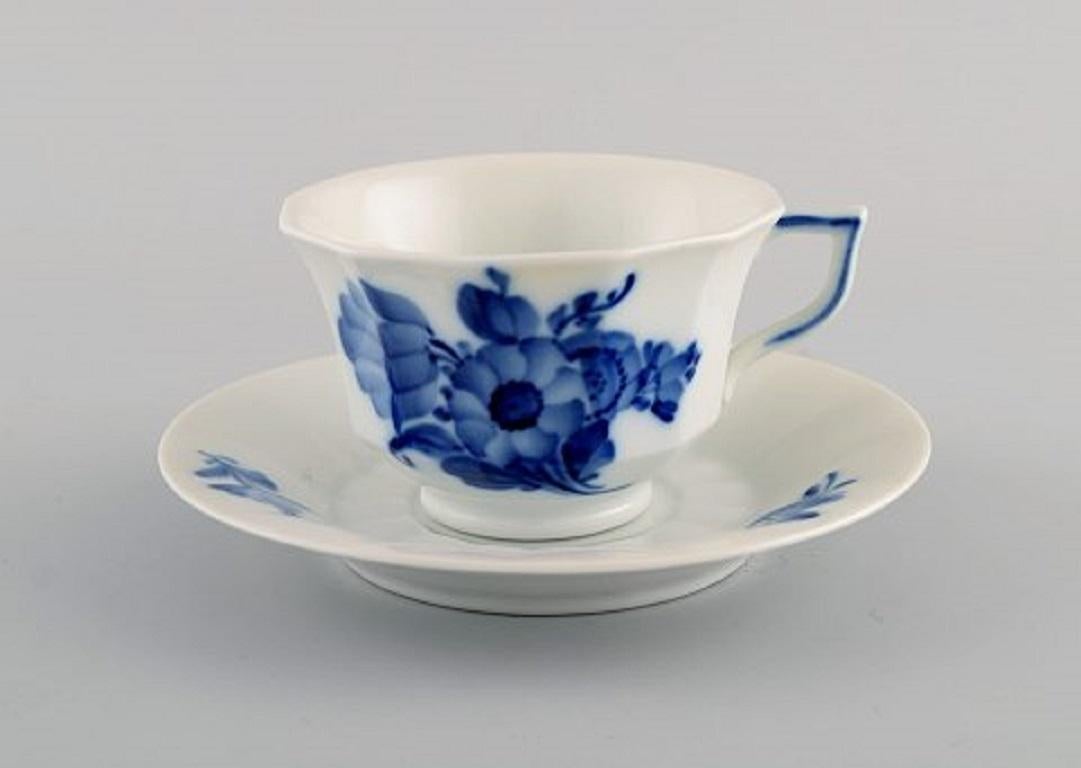 Danish Royal Copenhagen Blue Flower Angular, Twelve Coffee Cups with Saucers and Plates