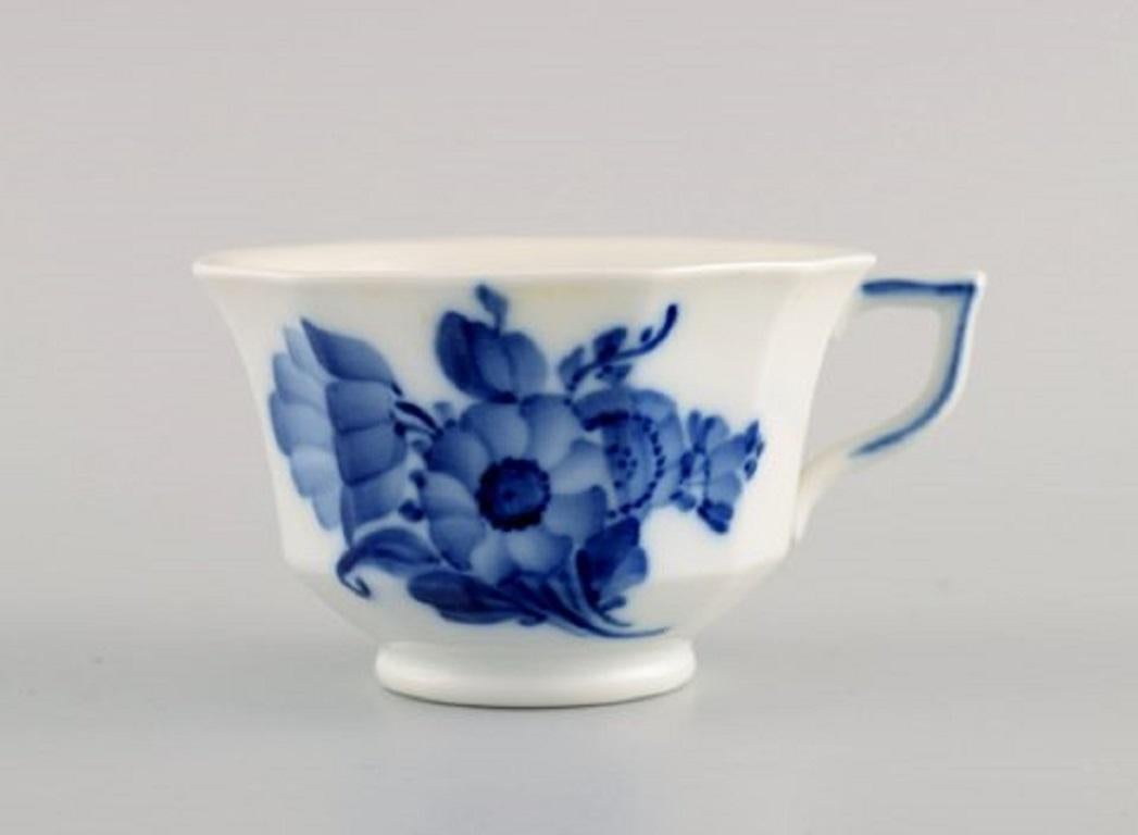 Hand-Painted Royal Copenhagen Blue Flower Angular, Twelve Coffee Cups with Saucers and Plates