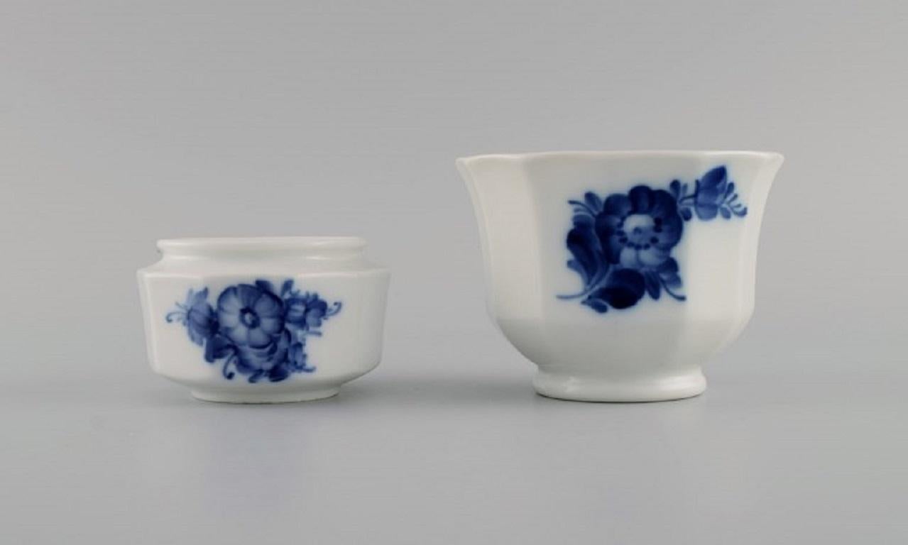 Hand-Painted Royal Copenhagen Blue Flower Angular, Two Bowls and Three Small Dishes For Sale