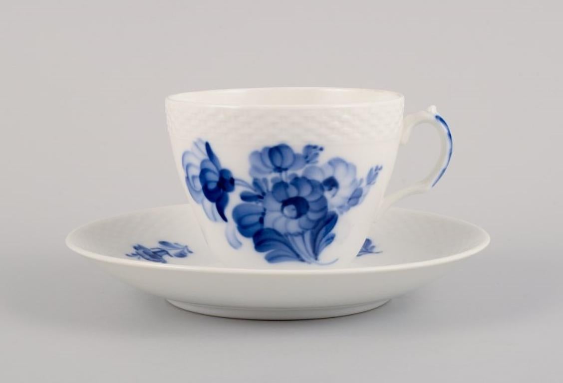 Danish Royal Copenhagen, Blue Flower Braided, four coffee cups with saucers. For Sale