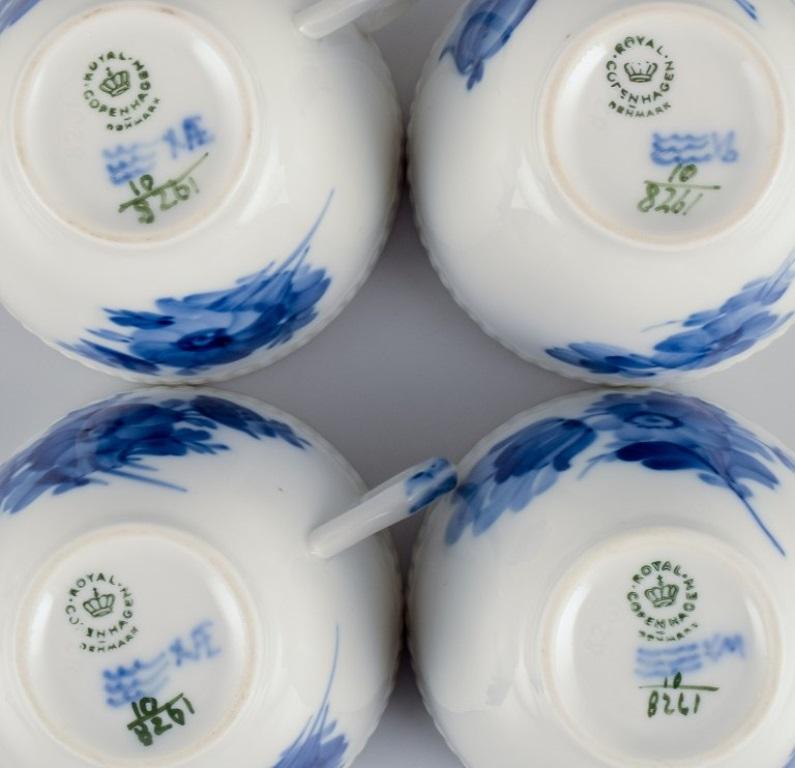 Royal Copenhagen, Blue Flower Braided, quatre tasses à café avec soucoupes. en vente 1
