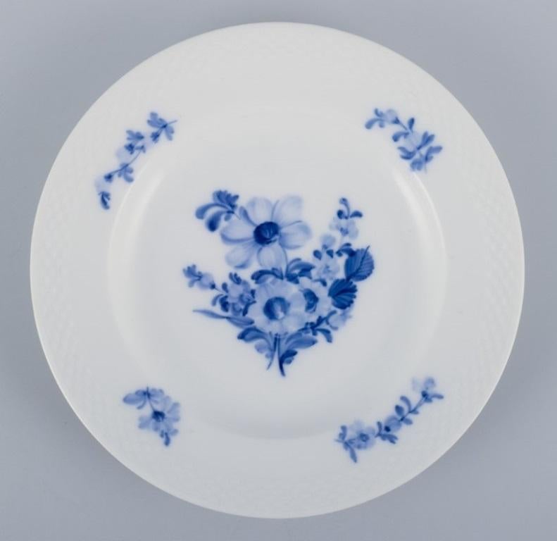 Hand-Painted Royal Copenhagen Blue Flower Braided, set of five small lunch plates. For Sale