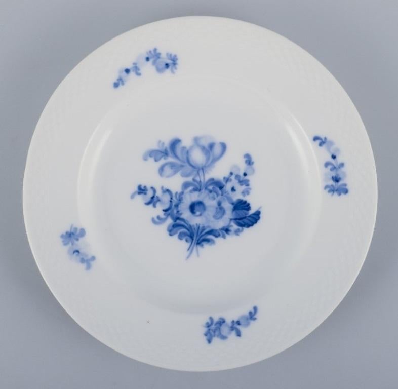 Mid-20th Century Royal Copenhagen Blue Flower Braided, set of five small lunch plates. For Sale