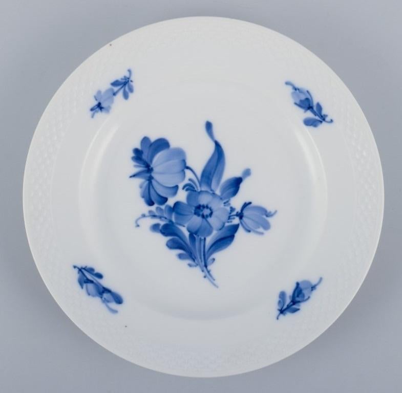 Porcelain Royal Copenhagen Blue Flower Braided, set of five small lunch plates. For Sale