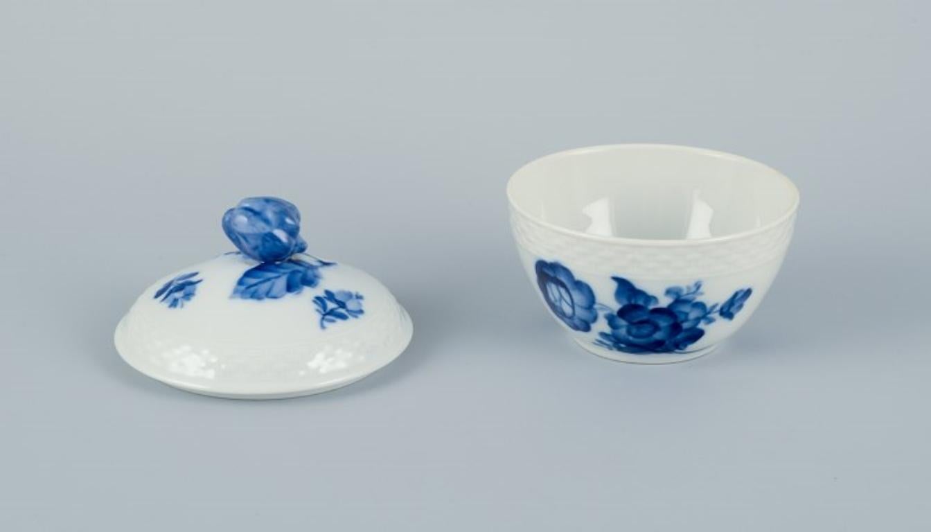 Danish Royal Copenhagen Blue Flower Braided. Sugar bowl and bouillon cup in porcelain. For Sale