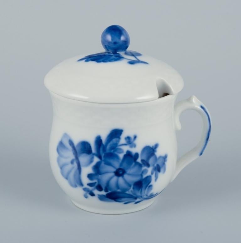 Porcelain Royal Copenhagen Blue Flower Braided. Sugar bowl and bouillon cup in porcelain. For Sale