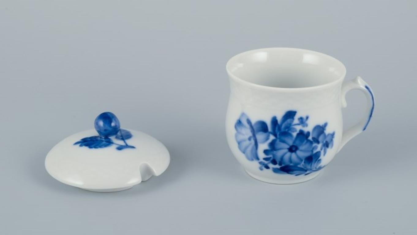 Royal Copenhagen Blue Flower Braided. Sugar bowl and bouillon cup in porcelain. For Sale 1