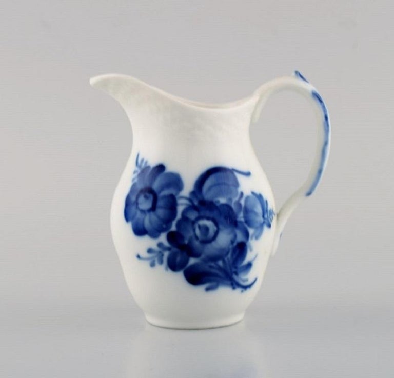 Hand-Painted Royal Copenhagen Blue Flower Braided Sugar Bowl and Cream Jug, 1960s For Sale
