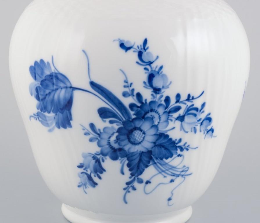 20th Century Royal Copenhagen Blue Flower Curved, a pair of lidded jars in porcelain For Sale