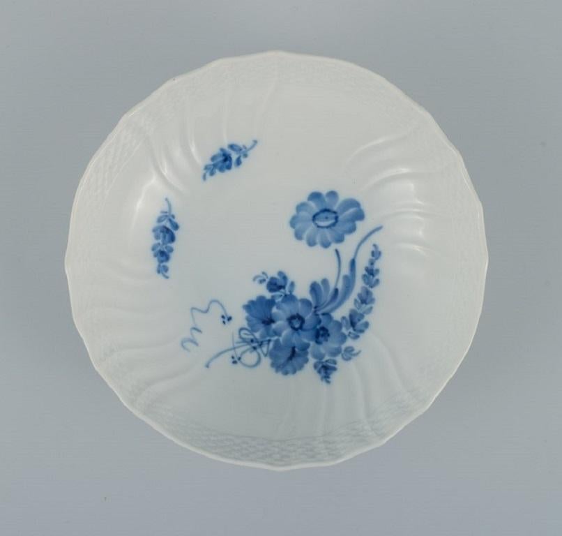 Hand-Painted Royal Copenhagen Blue Flower curved bowl and dish. For Sale