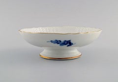 Royal Copenhagen Blue Flower Curved Bowl on Base with Gold Edge, 1970s