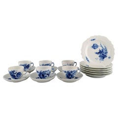 Royal Copenhagen Blue Flower Curved Coffee Service for Six People, 1960s