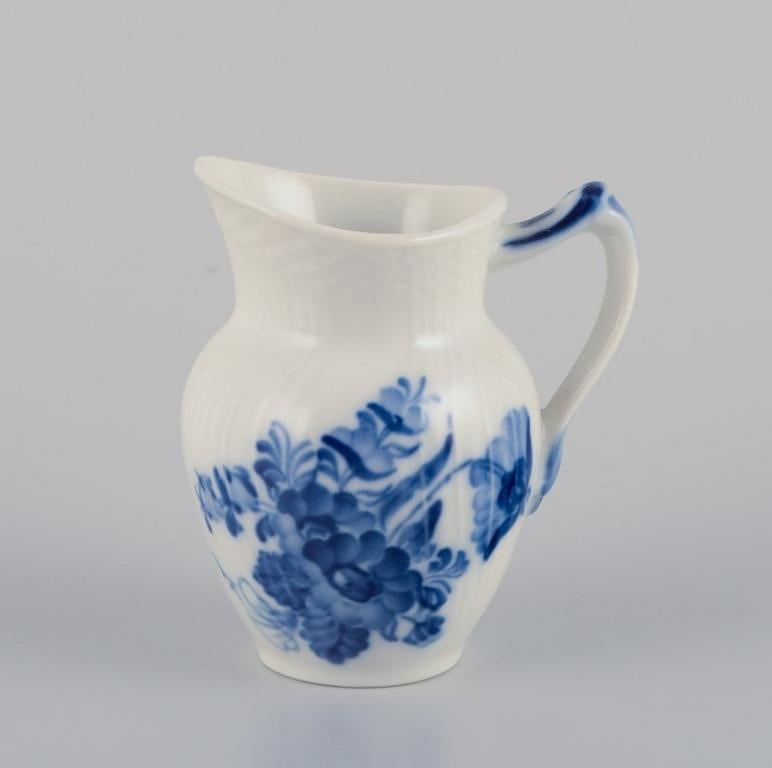 Porcelain Royal Copenhagen Blue Flower Curved. Creamer and sugar bowl. For Sale