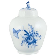 Retro Royal Copenhagen Blue Flower Curved. Large lidded jar. 1953. 