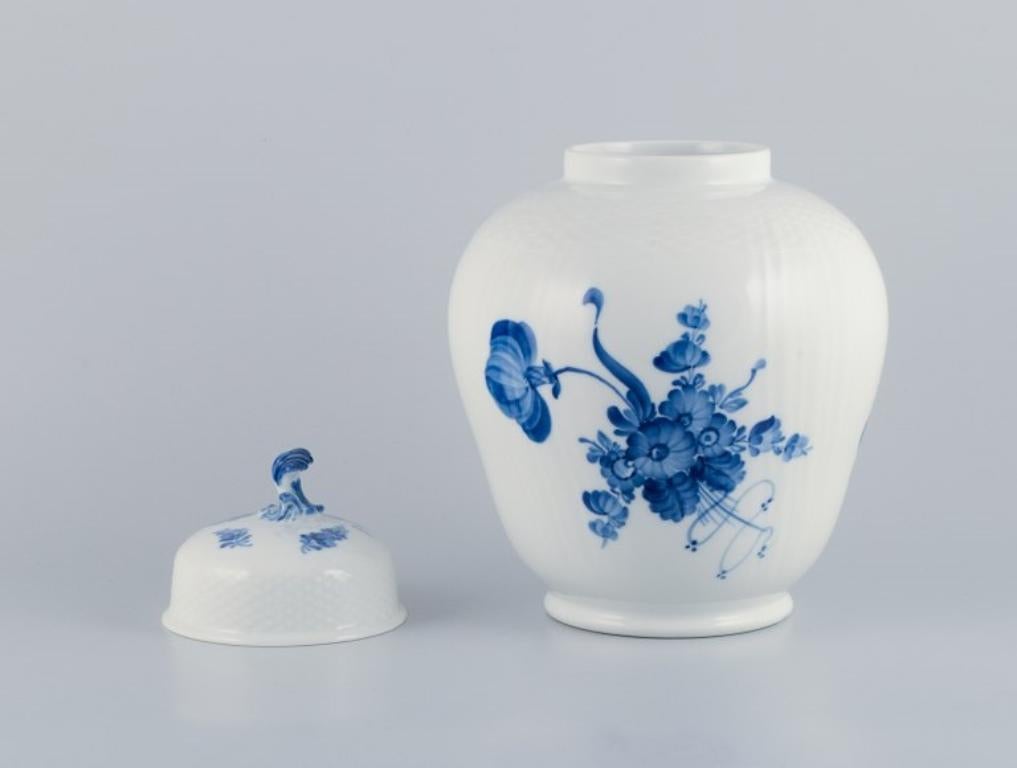 Hand-Painted Royal Copenhagen Blue Flower Curved. Large lidded jar in porcelain For Sale