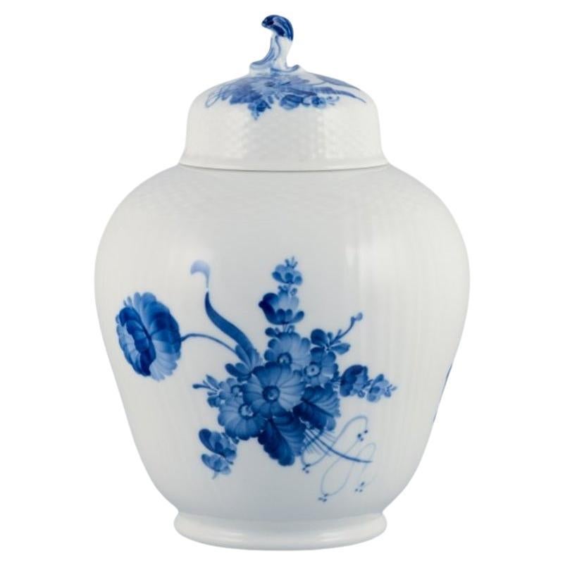 Royal Copenhagen Blue Flower Curved. Large lidded jar in porcelain