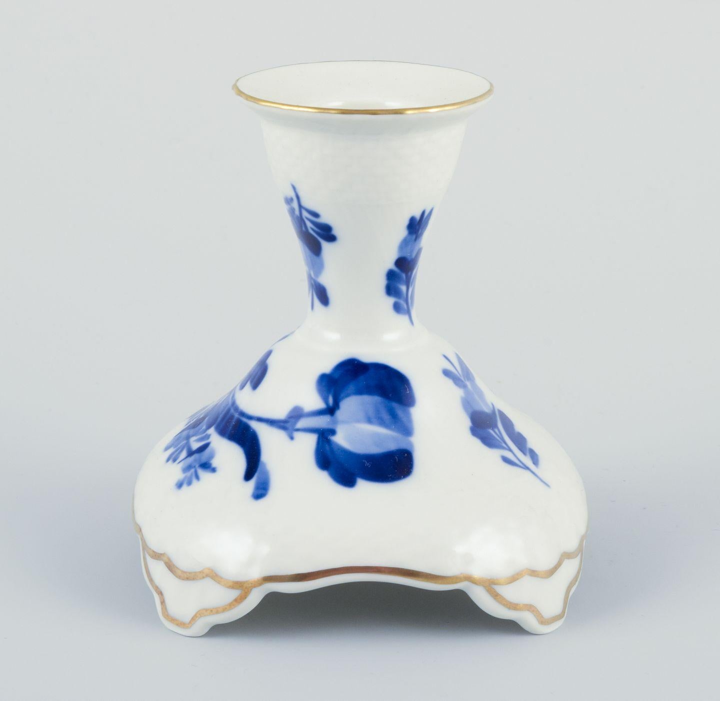 Hand-Painted Royal Copenhagen Blue Flower Curved. Pair of low candlesticks in porcelain. For Sale