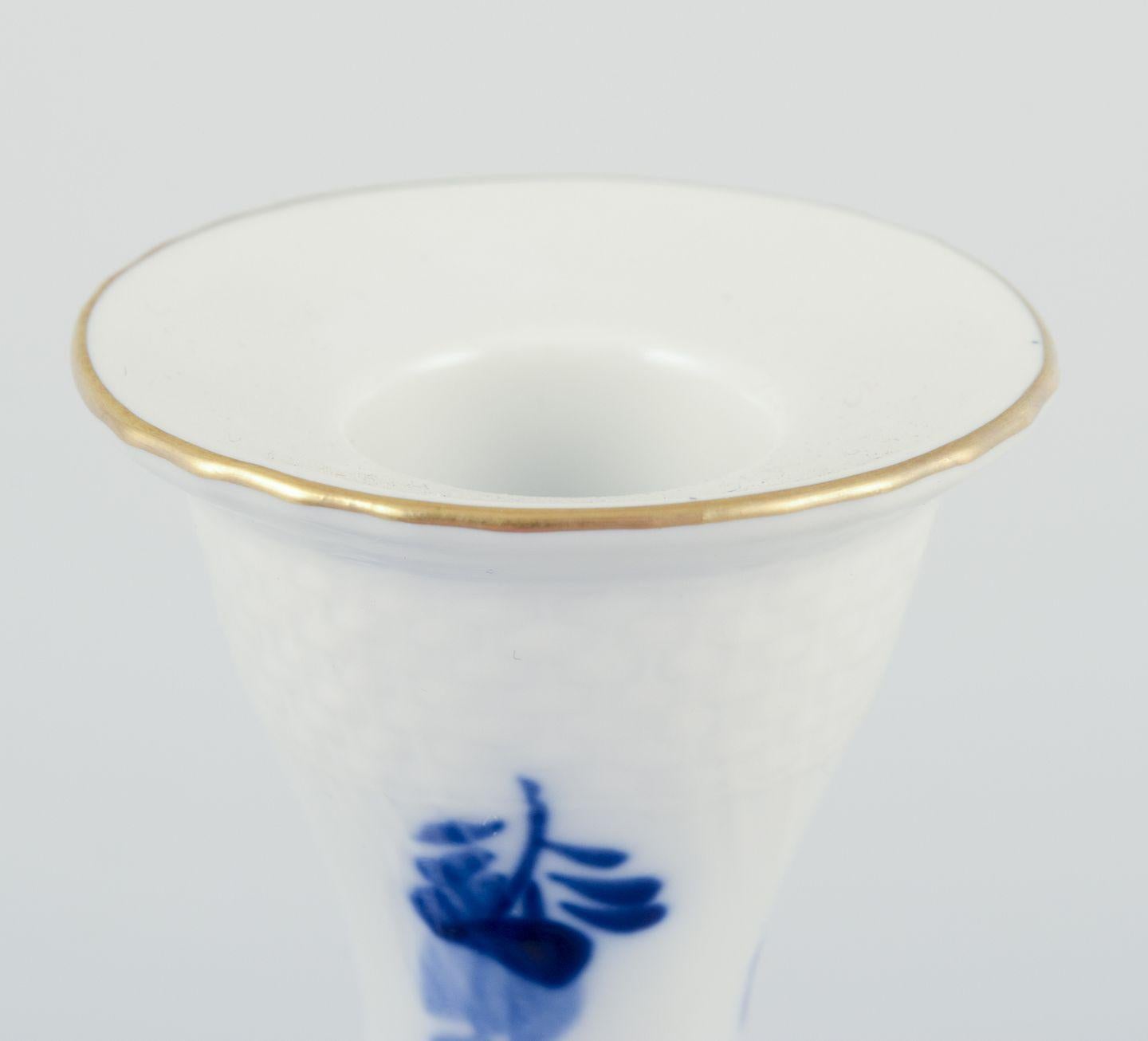 Late 20th Century Royal Copenhagen Blue Flower Curved. Pair of low candlesticks in porcelain. For Sale
