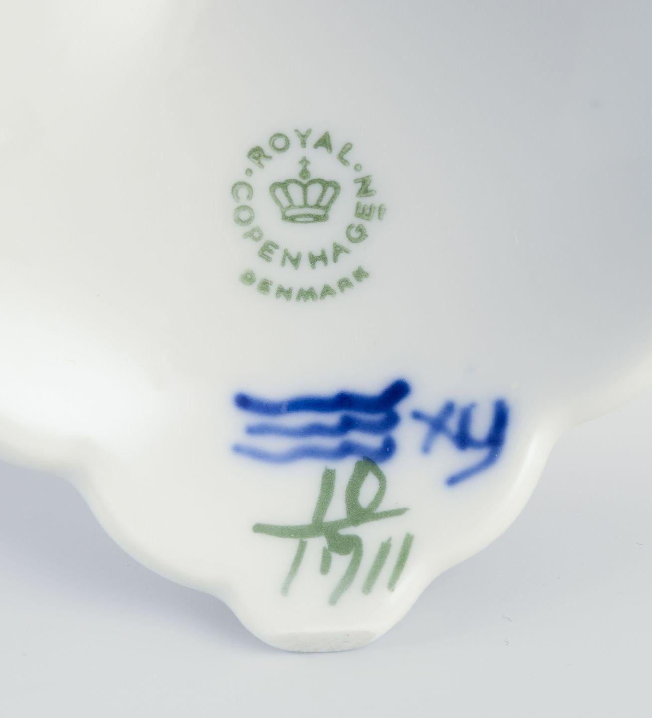 Porcelain Royal Copenhagen Blue Flower Curved. Pair of low candlesticks in porcelain. For Sale