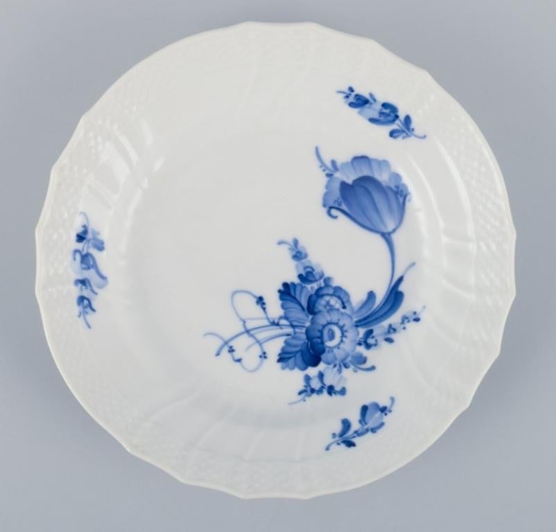 Hand-Painted Royal Copenhagen Blue Flower Curved, set of five small lunch plates. For Sale