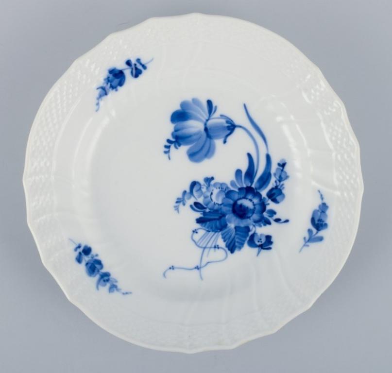Porcelain Royal Copenhagen Blue Flower Curved, set of five small lunch plates. For Sale