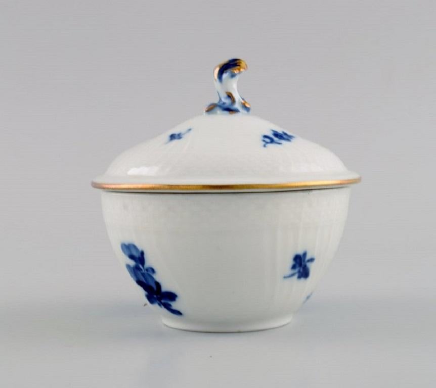 Danish Royal Copenhagen Blue Flower Curved Sugar Bowl with Gold Edge