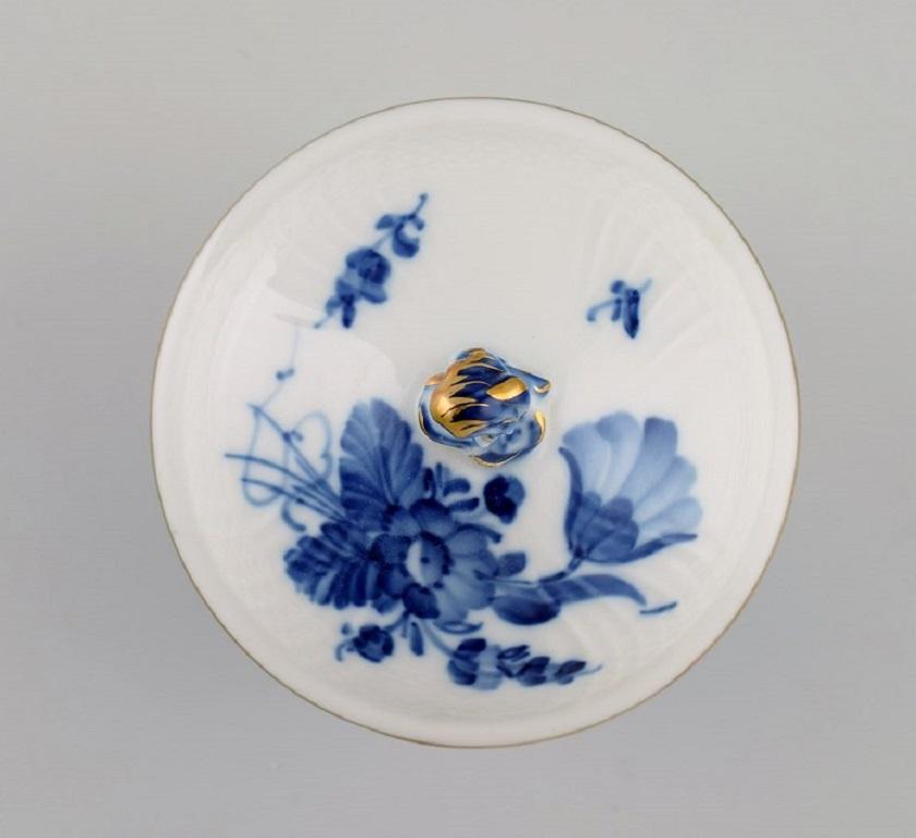 Hand-Painted Royal Copenhagen Blue Flower Curved Sugar Bowl with Gold Edge