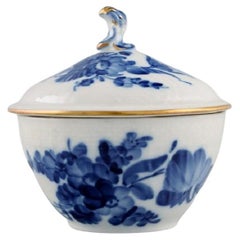 Vintage Royal Copenhagen Blue Flower Curved Sugar Bowl with Gold Edge