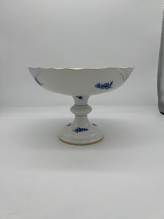 Royal Copenhagen "Blue Flowers" Gold Rimmed Porcelain Compote or Cake Stand