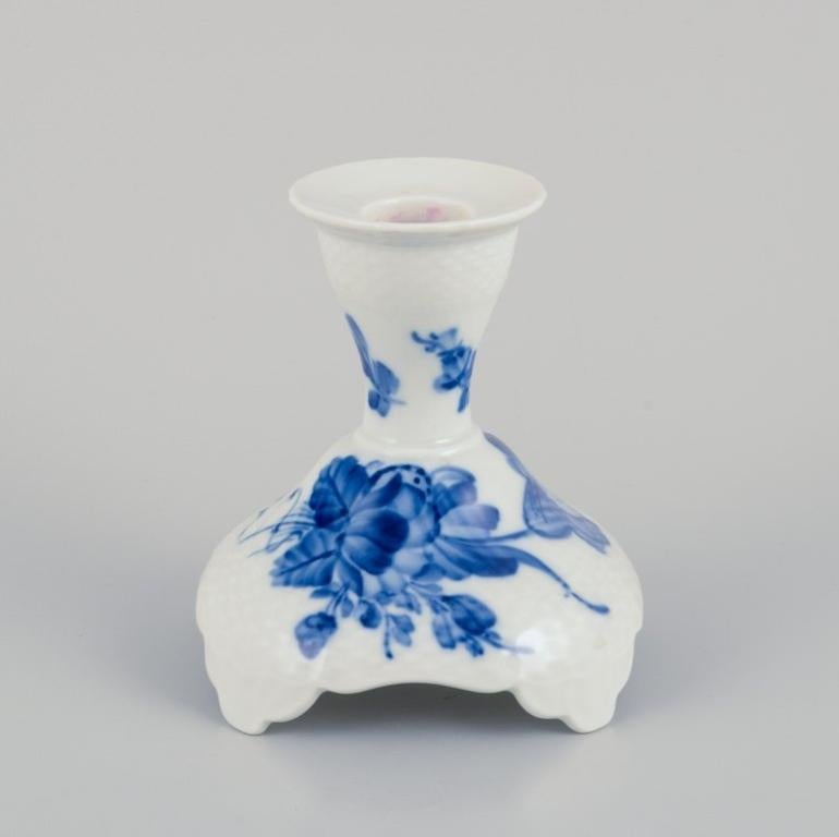 Hand-Painted Royal Copenhagen Blue Fluted Curved. A pair of candlesticks in porcelain. For Sale