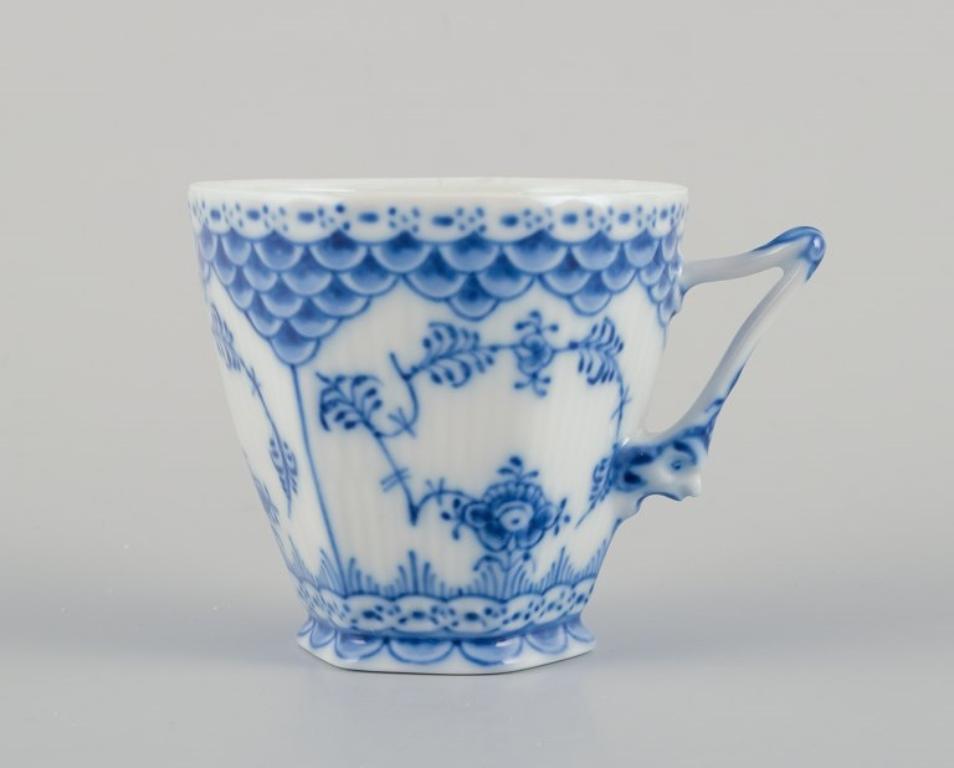 Danish Royal Copenhagen Blue Fluted Full Lace. Coffee cup with saucer For Sale