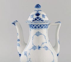 Royal Copenhagen Blue Fluted Full Lace Coffee Pot in Porcelain