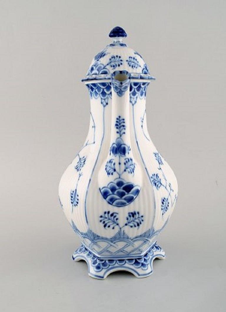 Mid-20th Century Royal Copenhagen Blue Fluted Full Lace Coffee Pot in Porcelain