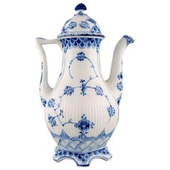 Royal Copenhagen Blue Fluted Full Lace Coffee Pot in Porcelain