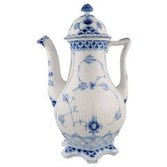 Royal Copenhagen Blue Fluted Full Lace Coffee Pot in Porcelain