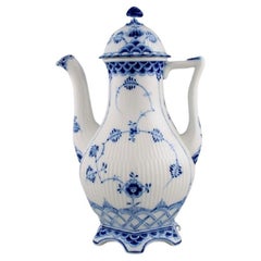 Royal Copenhagen Blue Fluted Full Lace Coffee Pot in Porcelain
