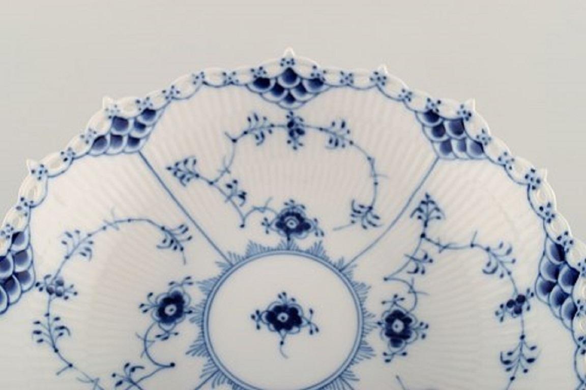 Danish Royal Copenhagen Blue Fluted Full Lace Compote in Porcelain, Model Number 1/1020