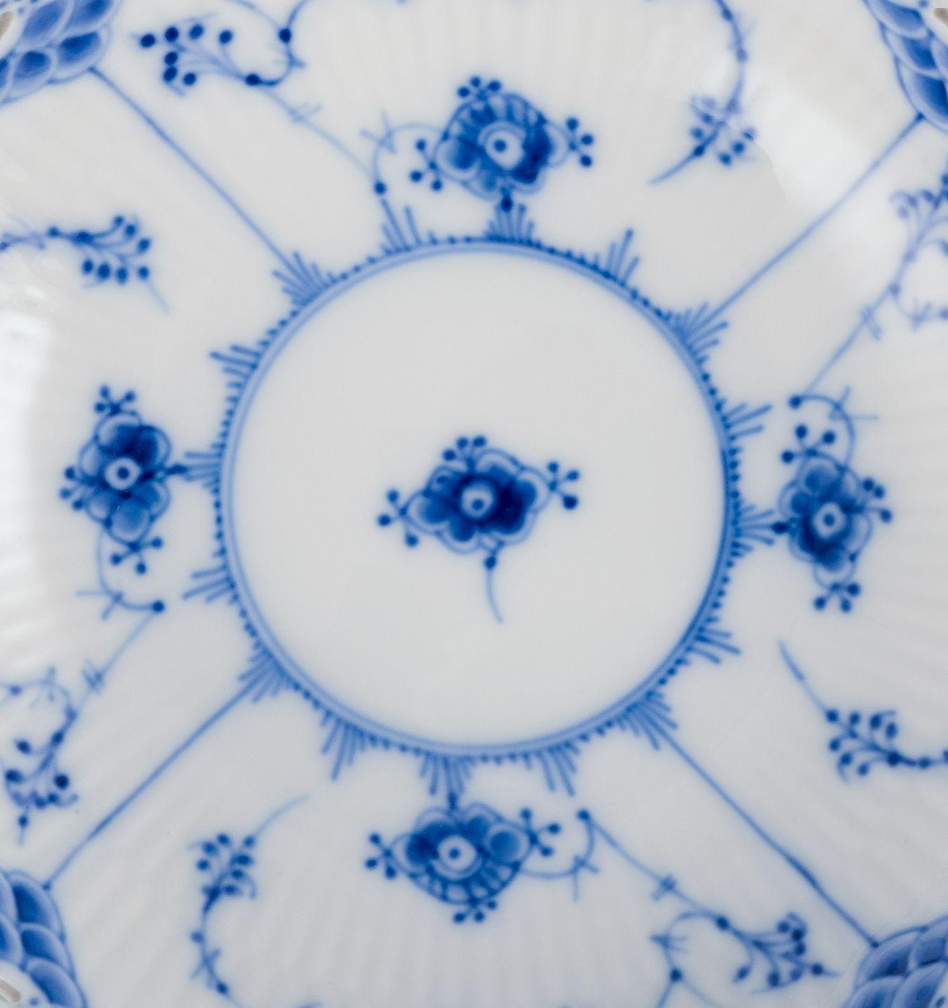 Late 20th Century Royal Copenhagen Blue Fluted Full Lace, low centerpiece in porcelain