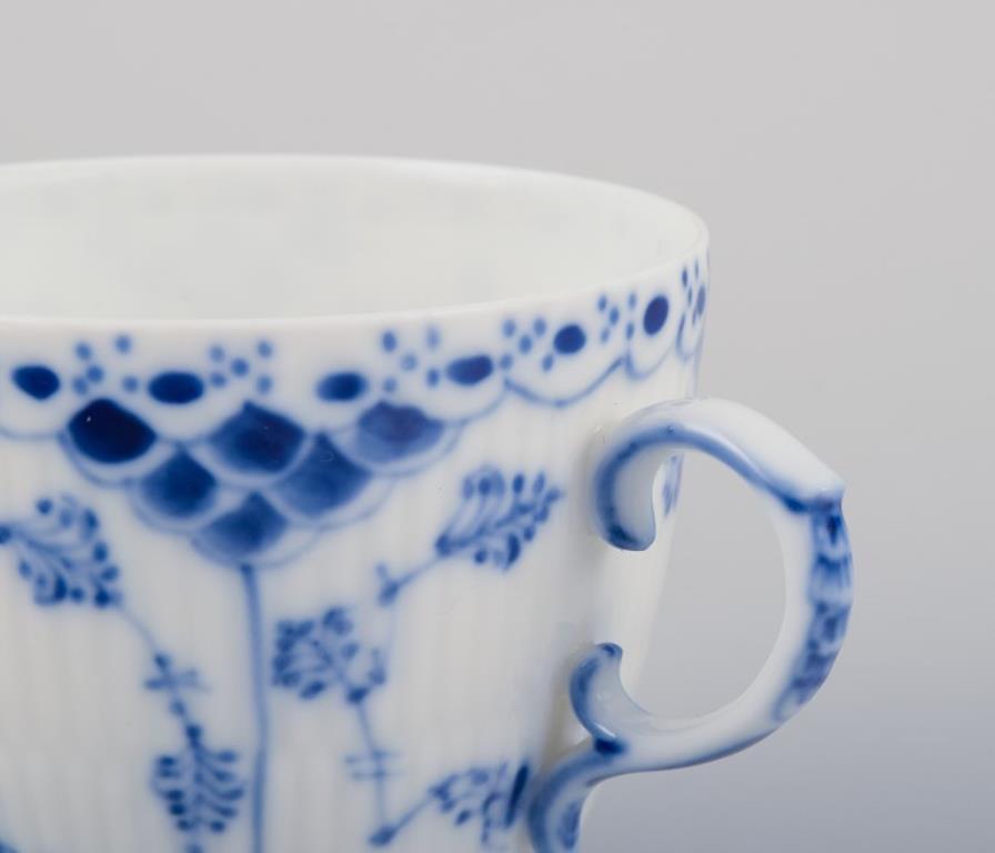 Mid-20th Century Royal Copenhagen Blue Fluted Full Lace, six pairs of coffee cups with saucers.