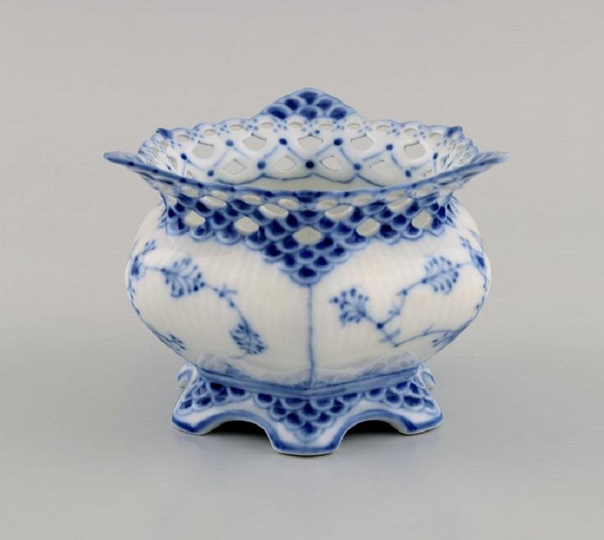 Danish Royal Copenhagen Blue Fluted Full Lace Sugar Bowl in Porcelain