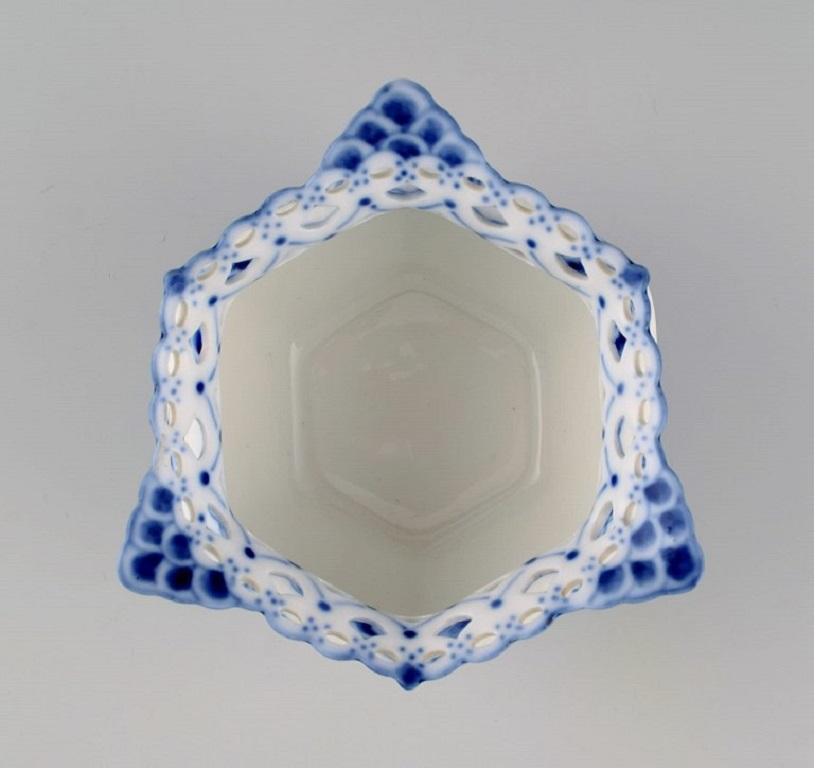 Hand-Painted Royal Copenhagen Blue Fluted Full Lace Sugar Bowl in Porcelain