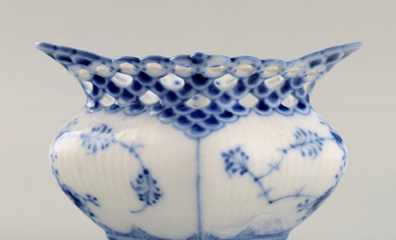 Mid-20th Century Royal Copenhagen Blue Fluted Full Lace Sugar Bowl in Porcelain